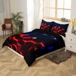 Neon Hexagon Geometric Full Bed Set with Pillowcases