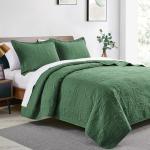 Olive Green King Size Quilt Set - 3 Pieces
