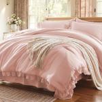 Pink Queen Ruffle Comforter Bed Set 7 Pieces