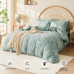 Sage Green Queen 7-Piece Reversible Comforter Set