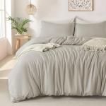 Soft Oatmeal Queen Duvet Cover Set - 3 Pieces