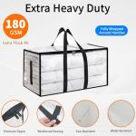 6 Pack-Extra Large Heavy Duty Moving Bags - Waterproof Storage Totes with Handles & Zippers, Foldable for College Dorm, Storage (Clear)