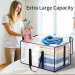 6 Pack-Extra Large Heavy Duty Moving Bags - Waterproof Storage Totes with Handles & Zippers, Foldable for College Dorm, Storage (Clear)