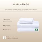 California Design Den Luxury 800 Thread Count 100% Cotton Sheets for Queen Size Bed - Soft Sateen,Deep Pockets with Anti Skid Elastic for a Snug Fit, Cool & Durable Bedding Set - White Sheets