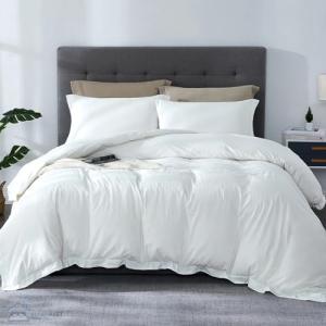 SLEEP-NEST Hotel Luxury Duvet Cover Set Oversized Queen 92"x98", 3 Piece All-Season Bedding Set with Zipper Closure & Corner Ties, 100% Egyptian Cotton, 600 TC, Extra Soft & Breathable – White