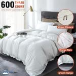 SLEEP-NEST Hotel Luxury Duvet Cover Set Oversized Queen 92"x98", 3 Piece All-Season Bedding Set with Zipper Closure & Corner Ties, 100% Egyptian Cotton, 600 TC, Extra Soft & Breathable – White