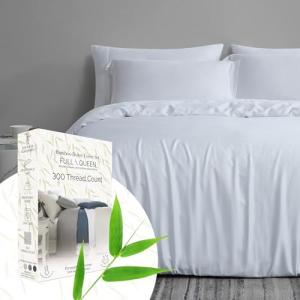Southshore Fine Living, Inc. Luxury Rayon Derived from Bamboo Duvet Cover King Size, 300 Thread Count Sateen Bedding Set, California/King Comforter Cover w/2 Shams, Silky Soft, White Duvet