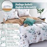 MILDLY 100% Long-Staple Cotton Duvet Cover Set, Gradient Teal Leaves Pattern Bedding Set 3pcs, Ultra Soft Breathable Chic Comforter Cover