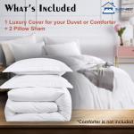 SLEEP-NEST Hotel Luxury Duvet Cover Set Oversized Queen 92"x98", 3 Piece All-Season Bedding Set with Zipper Closure & Corner Ties, 100% Egyptian Cotton, 600 TC, Extra Soft & Breathable – White