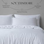 Southshore Fine Living, Inc. Luxury Rayon Derived from Bamboo Duvet Cover King Size, 300 Thread Count Sateen Bedding Set, California/King Comforter Cover w/2 Shams, Silky Soft, White Duvet