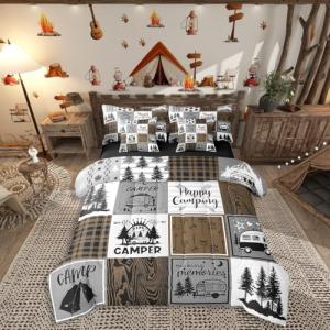 Erosebridal Rustic Camping Bedding Set Rv Camper Comforter Set 7 Piece Full Bed in A Bag Farmhouse Buffalo Plaid Bedding Comforter Sets Rv Accessories for Inside,Travel Trailers Bunk Bed Set