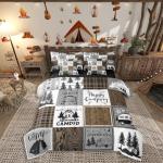 Erosebridal Rustic Camping Bedding Set Rv Camper Comforter Set 7 Piece Full Bed in A Bag Farmhouse Buffalo Plaid Bedding Comforter Sets Rv Accessories for Inside,Travel Trailers Bunk Bed Set