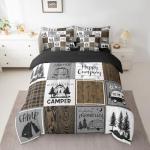 Erosebridal Rustic Camping Bedding Set Rv Camper Comforter Set 7 Piece Full Bed in A Bag Farmhouse Buffalo Plaid Bedding Comforter Sets Rv Accessories for Inside,Travel Trailers Bunk Bed Set