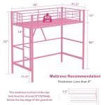 VECELO Metal Loft Bed Twin Size, Heavy Duty Bedframe with Removable Ladder and Safety Guardrail, Space-Saving, Noise Free, No Box Spring Needed, Light Pink