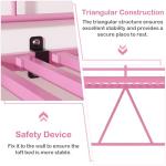 VECELO Metal Loft Bed Twin Size, Heavy Duty Bedframe with Removable Ladder and Safety Guardrail, Space-Saving, Noise Free, No Box Spring Needed, Light Pink