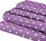 Superior Cotton Blend 600 Thread Count Sheet Set, Polka Dot Design, Includes 1 Elastic Deep Pocket Fitted Sheet, 1 Flat Sheet, 2 Pillowcases, Luxury Bedding, Soft Sateen Weave, King, Lilac