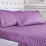 Superior Cotton Blend 600 Thread Count Sheet Set, Polka Dot Design, Includes 1 Elastic Deep Pocket Fitted Sheet, 1 Flat Sheet, 2 Pillowcases, Luxury Bedding, Soft Sateen Weave, King, Lilac