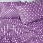 Superior Cotton Blend 600 Thread Count Sheet Set, Polka Dot Design, Includes 1 Elastic Deep Pocket Fitted Sheet, 1 Flat Sheet, 2 Pillowcases, Luxury Bedding, Soft Sateen Weave, King, Lilac