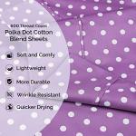 Superior Cotton Blend 600 Thread Count Sheet Set, Polka Dot Design, Includes 1 Elastic Deep Pocket Fitted Sheet, 1 Flat Sheet, 2 Pillowcases, Luxury Bedding, Soft Sateen Weave, King, Lilac