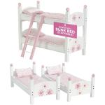 Emily Rose Doll Clothes 18 inch Doll Wooden Bunk Bed Furniture Gift Set for Girls | Stackable Bed Bunkbed, with (2) 4- PC Bedding Sets & Ladder | Toy Playsets Compatible with 14"-19" Dolls