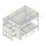 Harper & Bright Designs Full Over Full Stairway Bunk Bed with Twin Size Trundle and Drawers, No Spring Box Needed (Grey)