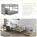 Harper & Bright Designs Full Over Full Stairway Bunk Bed with Twin Size Trundle and Drawers, No Spring Box Needed (Grey)