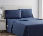 Clara Clark Bed Sheets, Premier 1800 Series 4 Piece Bed Sheet Set, Deep Pocket, Wrinkle, Fade, Stain Resistant, Luxury Soft Bedding Sheets & Pillowcases, Queen, Navy Blue