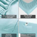 Mueller UltraTemp 6 PC Queen Sheet Set - Ultra-Soft Luxury Series, Cooling & Breathable Hotel Luxury Bed Sheets, Deep Pocket Wrinkle-Free Oeko-TEX, Aqua