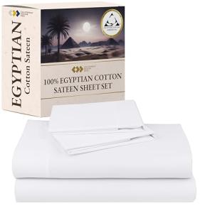 California Design Den Certified 100% Egyptian Cotton Sheets Queen Size, Luxury Queen Sheet Set with Deep Pocket, Soft Sateen Weave, Wrinkle-Resistant, Cool & Durable Bed Sheets, White Sheets
