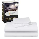California Design Den Certified 100% Egyptian Cotton Sheets Queen Size Bed Set - Lightweight & Crisp Percale Queen Sheet Set Deep Pocket, Cool & Durable Luxury Bedding - White