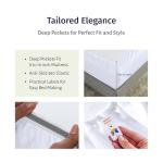 California Design Den Certified 100% Egyptian Cotton Sheets Queen Size Bed Set - Lightweight & Crisp Percale Queen Sheet Set Deep Pocket, Cool & Durable Luxury Bedding - White