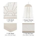 Sweet Jojo Designs 4-Piece Baby Crib Bedding Set (Boho Chic Sun Cotton) for Boys or Girls, Infants/Nursery incl. Blanket, Fitted Sheet, Skirt, Diaper Stacker (Neutral, Modern Farmhouse, Ivory, Shabby)