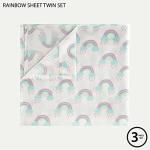 Heritage Kids 3 Piece Twin Sheet Set – Rainbow Print – Includes Flat Sheet, Fitted Sheet & Pillowcase – Soft Microfiber Bedding for Girls – Fits Standard Twin Bed