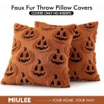 MIULEE Fall Halloween Throw Pillow Covers 20x20 Decorative Pumpkin Pattern Pillowcases Soft Plush Faux Wool Cushions for Home Patio Sofa Couch,Rust