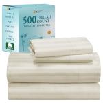 California Design Den 4 Piece Queen Size Sheet Set - 100% Cotton 500 Thread Count Sateen, Cooling Deep Pocket Bed Sheets with Fitted Elastic Sheet, Extra Soft Luxury Hotel Quality - Striped Ivory
