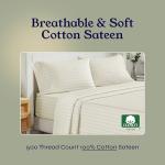 California Design Den 4 Piece Queen Size Sheet Set - 100% Cotton 500 Thread Count Sateen, Cooling Deep Pocket Bed Sheets with Fitted Elastic Sheet, Extra Soft Luxury Hotel Quality - Striped Ivory