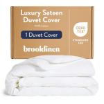 Brooklinen Luxury Sateen Duvet Cover - 100% Cotton, King/California King Size in White with Extra-Long Corner Ties and Button Closure - Best King/Cali King Duvet Covers