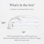Brooklinen Luxury Sateen Duvet Cover - 100% Cotton, King/California King Size in White with Extra-Long Corner Ties and Button Closure - Best King/Cali King Duvet Covers