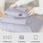 DreamFit DreamCool 100% Egyptian Cotton Cooling Bed Sheet Set with Elastic Corner Straps 400 Thread Count Extra Deep Pocket Crafted in USA King Sheet Set White