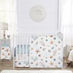 Sweet Jojo Designs 4-Piece Baby Crib Bedding Set (Ocean Seashells) for Boys or Girls, Infants/Nursery incl. Blanket, Fitted Sheet, Skirt, Diaper Stacker (Nautical, Beach Theme, Watercolor, Coastal)