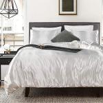Erosebridal Hotel White Duvet Cover Queen Silk Like Satin Bedding Set Summer Reversible Quilt Comforter Cover Honeymoon Sexy Luxury Soft Lightweight Brushed Bedspreads for Farmhouse Room Decor