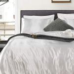 Erosebridal Hotel White Duvet Cover Queen Silk Like Satin Bedding Set Summer Reversible Quilt Comforter Cover Honeymoon Sexy Luxury Soft Lightweight Brushed Bedspreads for Farmhouse Room Decor