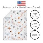 Sweet Jojo Designs 4-Piece Baby Crib Bedding Set (Ocean Seashells) for Boys or Girls, Infants/Nursery incl. Blanket, Fitted Sheet, Skirt, Diaper Stacker (Nautical, Beach Theme, Watercolor, Coastal)
