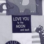 NoJo Love You to The Moon - Navy, Grey and Blue 4 Piece Nursery Crib Bedding Set with Comforter, Fitted Crib Sheet, Dust Ruffle, Diaper Stacker