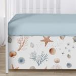 Sweet Jojo Designs 4-Piece Baby Crib Bedding Set (Ocean Seashells) for Boys or Girls, Infants/Nursery incl. Blanket, Fitted Sheet, Skirt, Diaper Stacker (Nautical, Beach Theme, Watercolor, Coastal)