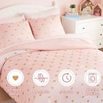Wink Deer Twin Comforter Set with Sheets for Girls-5 Pieces Twin Bedding Sets with Pink Comforter, Sheets, Pillowcase & Sham for Kids (Pink Gold Heart, 66" X 86")