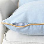 CaliTime Throw Pillow Covers Pack of 2 Super Soft Faux Suede Gold Piping Edge Accent Cushion Cases for Couch Bed Sofa Farmhouse Decorative 20 X 20 Inches Light Blue