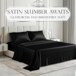 DECOLURE Satin Bed Sheets - 6 Piece Luxury Silky King Size Bedding Set - Softer Than Silk, Wrinkle-Free with 15” Deep Pocket Fitted Sheet, Perfect for Hair & Skin, Gifts for Women (Black)