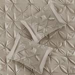 Madison Park Laurel Cozy Comforter Set - Traditional Tufted Faux Silk Design, All Season Down Alternative Bedding with Matching Shams, Decorative Pillow, Taupe King(104"x92") 7 Piece