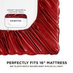 Juicy Couture Full Size Silk Satin Bed Sheet Set, Deep Pocket Silky Full Sheet Set with 1 Fitted Sheet, 1 Flat Sheet and 2 Pillow Case, Wrinkle Resistant and Anti Pilling Bed Sheets - Red